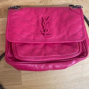 YSL cross body pink leather bag